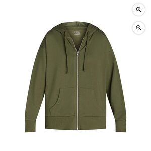 green zip up jacket
